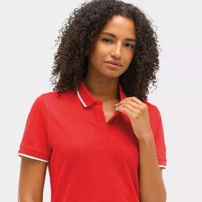 Koszulka polo unisex z prążkiem Sol's PALERMO - Jaskrawoczerwony / Biały (S04769-KA)