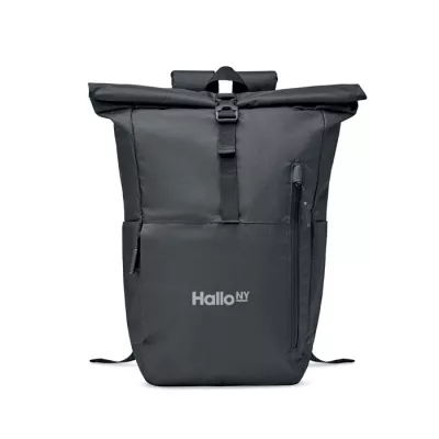 Plecak rolltop na laptop 15" z RPET VALLEY ROLLPACK - Czarny (MO2051-03)