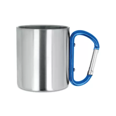 Kubek stalowy dwuścienny z karabinkiem 220 ml TRUMBO - Niebieski (MO8313-04)