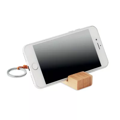 Brelok bambusowy z podstawką na smartfon TRINEU - Drewna (MO9743-40)