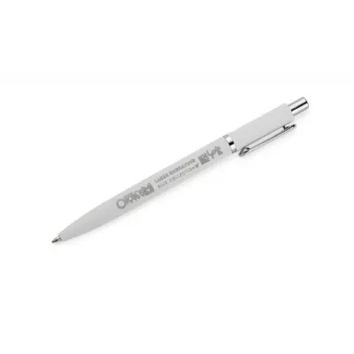 Długopis metalowy z powłoką typu soft touch ELMO - biały (19084-01)