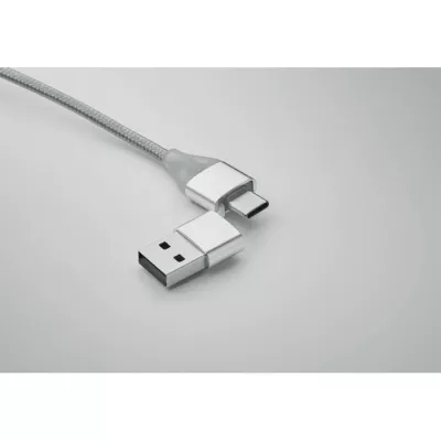 Kabel do ładowania 4 w 1 z brelokiem BLUE - Srebrny (MO2141-14)