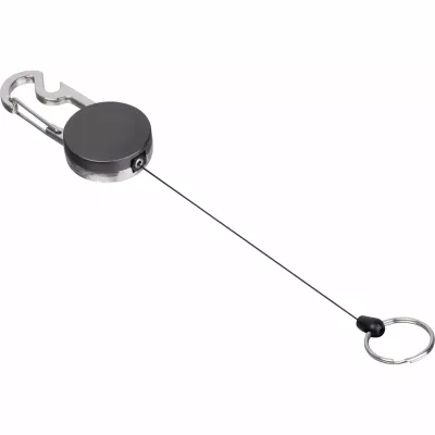 Brelok do kluczy z linką, karabińczykiem i otwieraczem do butelek PEGGY - czarny (9544603)