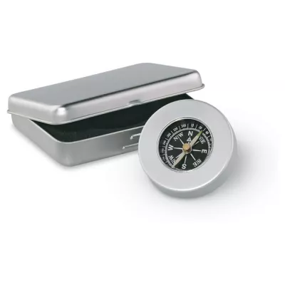 Kompas klasyczny aluminiowy w metalowym pudełku TARGET - Srebrny Mat (AR1249-16)