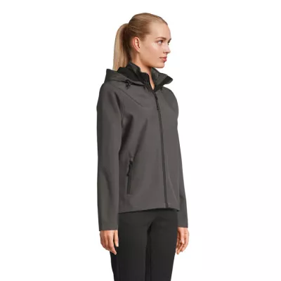 Softshell damski z kapturem Sol's RACE HOODED WOMEN - Szarość Węgla Drzewnego (S04448-CR)