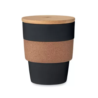 Kubek z PP z korkową opaską 300 ml GALAO - Czarny (MO6981-03)