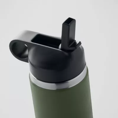 Butelka termiczna ze słomką z recyklingu 500 ml IVALO - Ciemnozielony (MO6938-60)