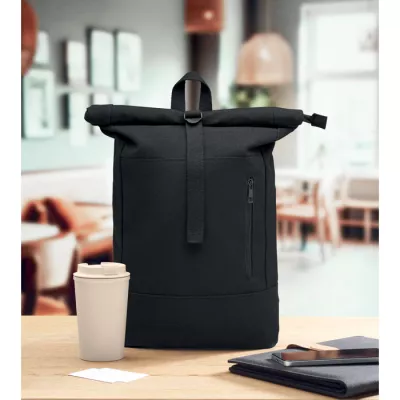 Plecak rolltop na laptop 15" 340 g/m² KOPER ROLL - Czarny (MO2400-03)