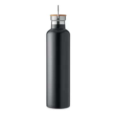 Termos z bambusową pokrywą 1 l HELSINKI LARGE - Czarny (MO6373-03)