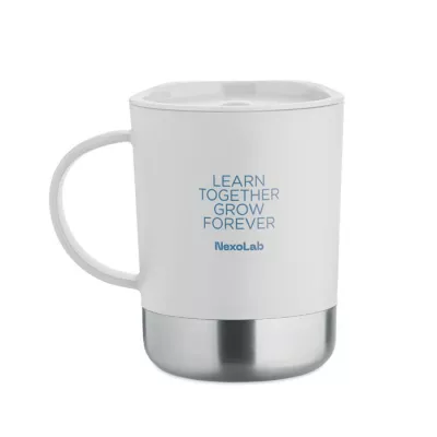 Kubek z PP z przesuwaną pokrywką 300 ml BEAKER - Bialy (MO2772-06)