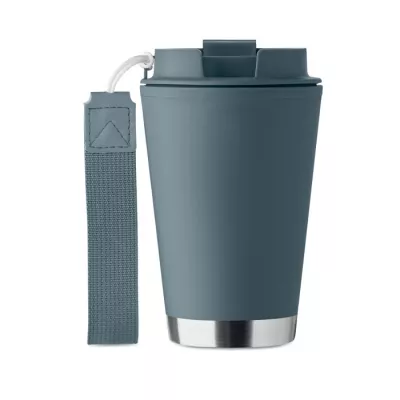 Kubek dwuścienny z PP z paskiem 300 ml TOPIZ - Petrol (MO2596-20)