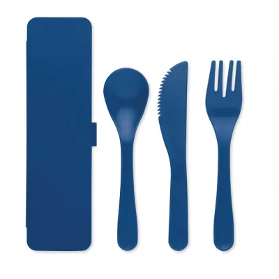 Zestaw 3 sztućców z PP w etui RIGATA - Niebieski (MO6661-04)