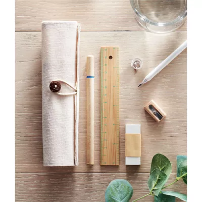 Zestaw biurkowy w etui z juty ECOSET - Bezowy (MO7755-13)
