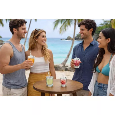 Kubek szklany z rurką NOA 350 ml - przezroczysty (16059-00)