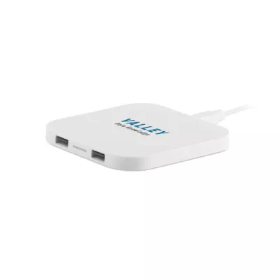 Ładowarka bezprzewodowa 15W z portami USB UNIPAD - Bialy (MO9309-06)
