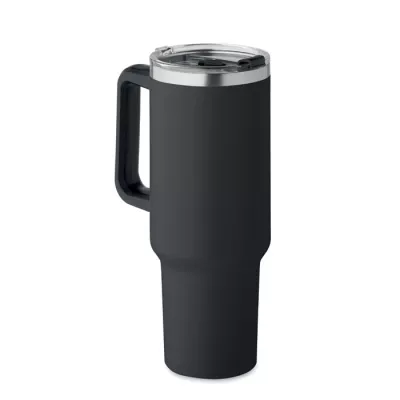 Kubek termiczny stalowy ze słomką 1200 ml SUMA - Czarny (MO2327-03)