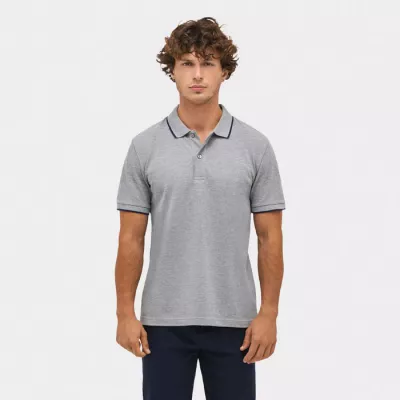 Koszulka polo unisex z prążkiem Sol's PALERMO - Grey Melange/ French Navy (S04769-GF)