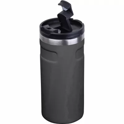 Kubek termiczny ze stali z recyklingu 450 ml SILVIO - czarny (8536503)