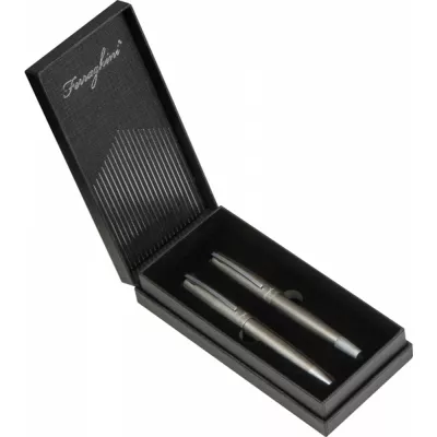 Zestaw piśmienny długopis i pióro kulkowe Ferraghini GERARDO - szary (F24207)