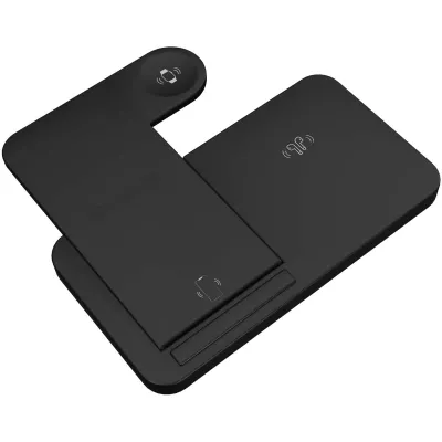 SCX.design W28 bezprzewodowa baza ładująca 3 w 1 ze stojakiem na telefon - Czarny (2PX13590)