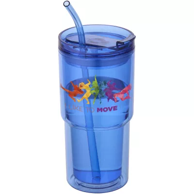 Kubek plastikowy Archer o pojemności 480 ml z podwójnymi ściankami - Błękit królewski (10096753)