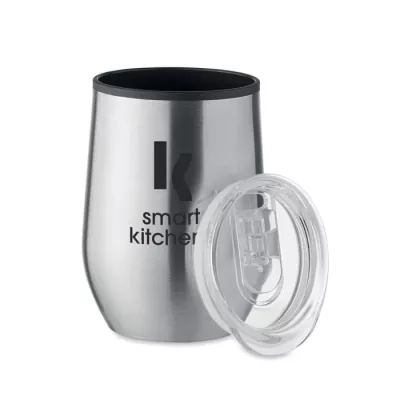 Kubek termiczny stalowy z pokrywką 350 ml CHIN CHAN - Srebrny Mat (MO6700-16)