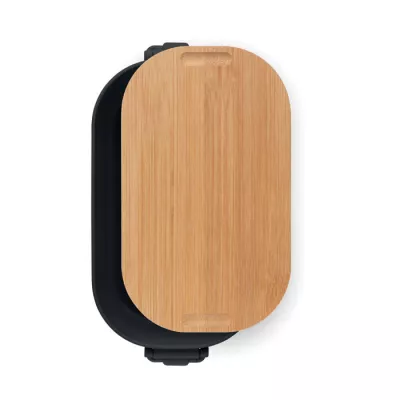 Lunchbox z PP z bambusową pokrywką 700 ml LEKKER - Czarny (MO2459-03)