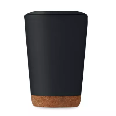 Kubek dwuścienny z korkową podstawą 300 ml CO - Czarny (MO2446-03)