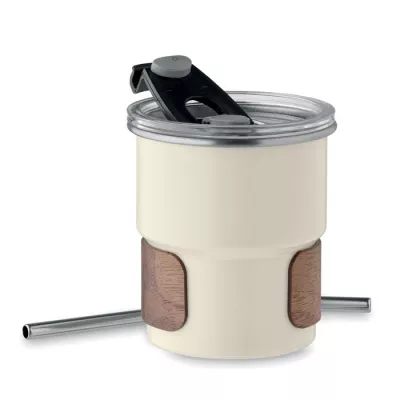 Kubek stalowy ze słomką 260 ml MATE - Bezowy (MO2423-13)