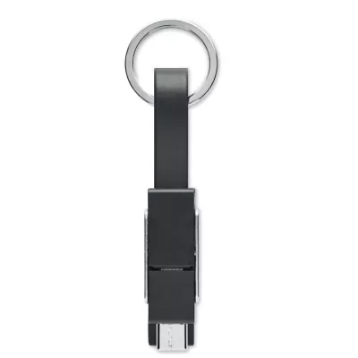 Brelok z kablem do ładowania 4 w 1 KEY C - Czarny (MO6820-03)