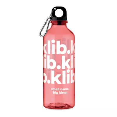 Butelka z RPET z karabińczykiem 500 ml MOSS RE500 - Przezroczysty Czerwony (MO2803-25)