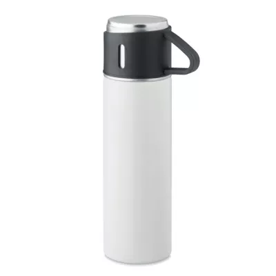 Termos dwuścienny 420 ml z kubkiem TONIA - Bialy (MO2117-06)