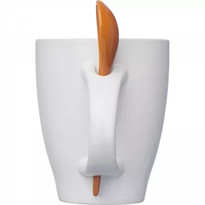 Kubek ceramiczny z łyżeczką 250 ml ARMANDO - pomarańczowy (8509510)