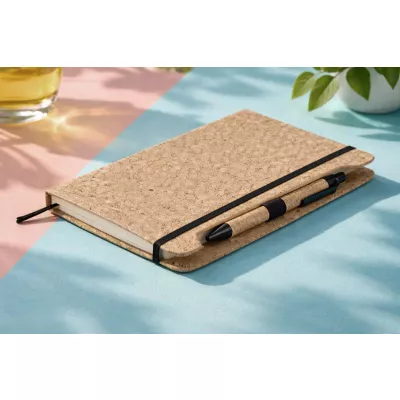 Notes z okładką z naturalnego korka SKRIP A5 - beżowy (18227-17)