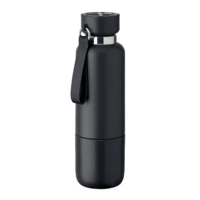 Butelka termiczna stalowa z kubkiem 500 ml NOEKA - Czarny (MO2716-03)