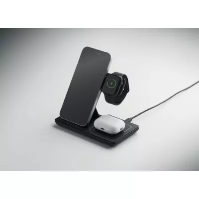 Ładowarka bezprzewodowa 3 w 1 składana 15W DOCK3 - Czarny (MO3172-03)