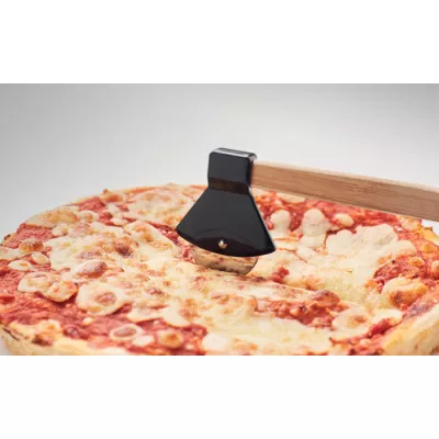 Nóż do pizzy siekiera z bambusowym uchwytem ZAZA - Czarny (MO6592-03)
