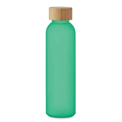 Butelka szklana matowa 500 ml z bambusową zakrętką ABE - Przezroczysty Zielony (MO2105-24)