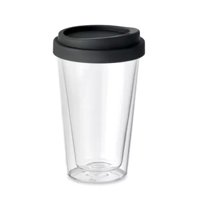 Szklanka dwuścienna z pokrywką 350 ml BIELO TUMBLER - Czarny (MO9927-03)