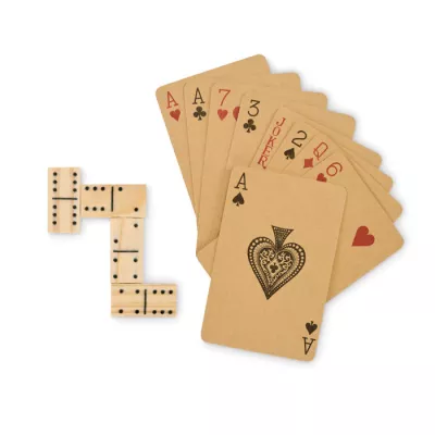 Zestaw domino i karty do gry w pudełku DOMI&CARDS - Drewna (MO2669-40)