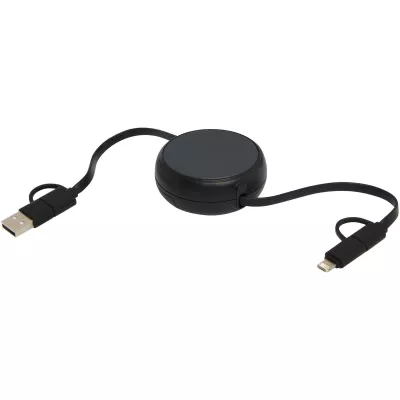 Alasia zwijany kabel do synchronizacji danych i szybkiego ładowania 5 w 1 45 W o długości 100 cm z tworzyw sztucznych i aluminium pochodzących z recyklingu - Czarny (12442090)