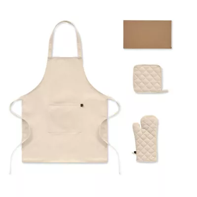 Fartuch z rękawicą i łapką 180 g/m² GALA SET - Bezowy (MO3171-13)