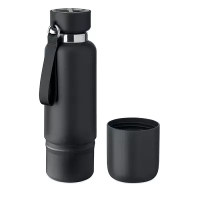 Butelka termiczna stalowa z kubkiem 500 ml NOEKA - Czarny (MO2716-03)