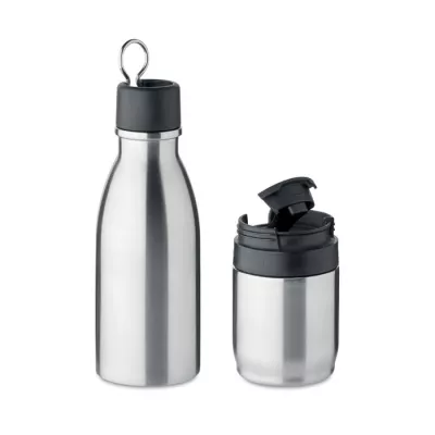 Butelka termiczna stalowa 2w1 z kubkiem 500 ml ATERA - Srebrny Mat (MO6948-16)