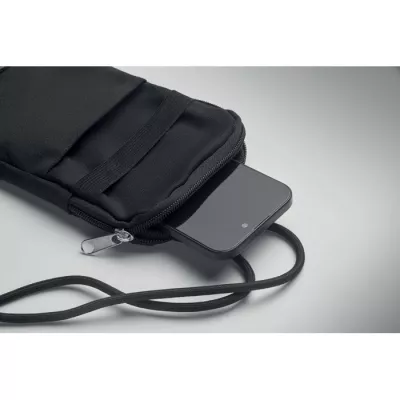 Torebka na telefon z recyklingu 280 g/m² MOBIBOLSA - Czarny (MO2519-03)
