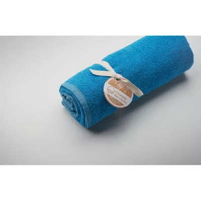 Ręcznik żakardowy SEAQUAL® 70x140 cm 500 g/m² SAND - Turkusowy (MO2059-12)