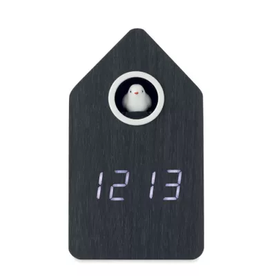 Zegar z kukułką z MDF z budzikiem CUCKOO BIRD - Czarny (MO2731-03)