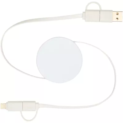Citala zwijany kabel do synchronizacji danych i szybkiego ładowania 5 w 1 40 W o długości 90 cm z tworzyw sztucznych pochodzących z recyklingu - Biały (12443001)