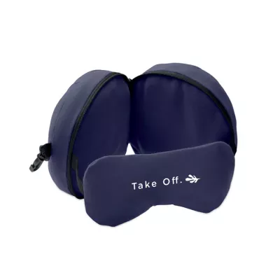 Poduszka podróżna 2 w 1 z maską na oczy SOFT NUIT - Niebieski (MO2907-04)