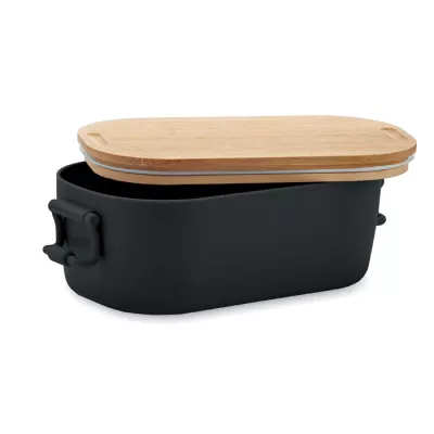 Lunchbox z PP z bambusową pokrywką 700 ml LEKKER - Czarny (MO2459-03)